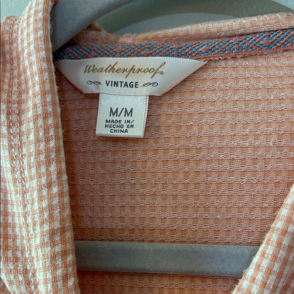 Weatherproof Vintage Peach Checkered hoodie Size M - Picture 3 of 7